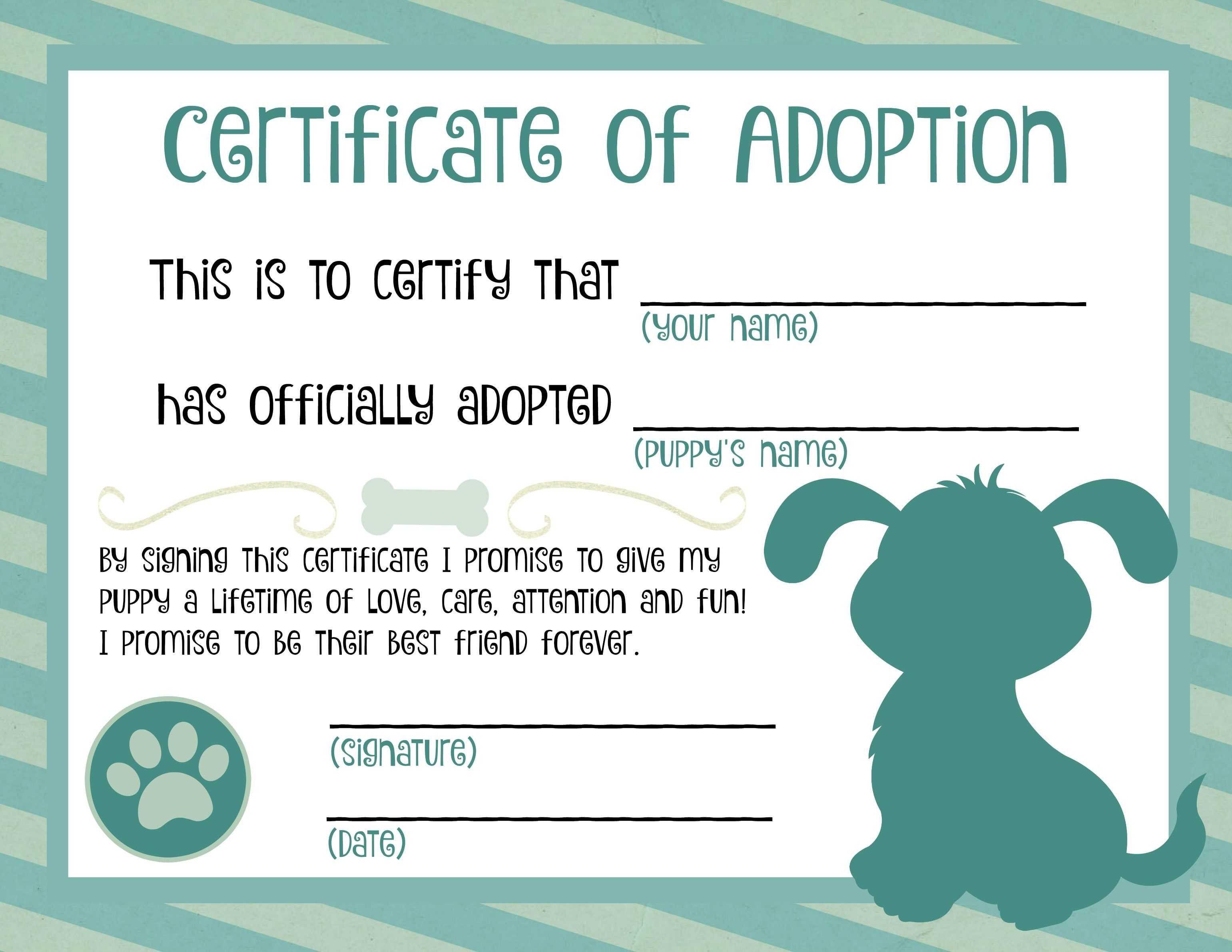 Puppy Adoption Certificate | Dog Birthday In 2019 | Adoption Pertaining To Toy Adoption Certificate Template