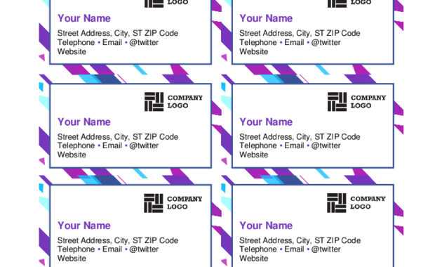 Purple Graphic Business Cards within Ms Word Business Card Template