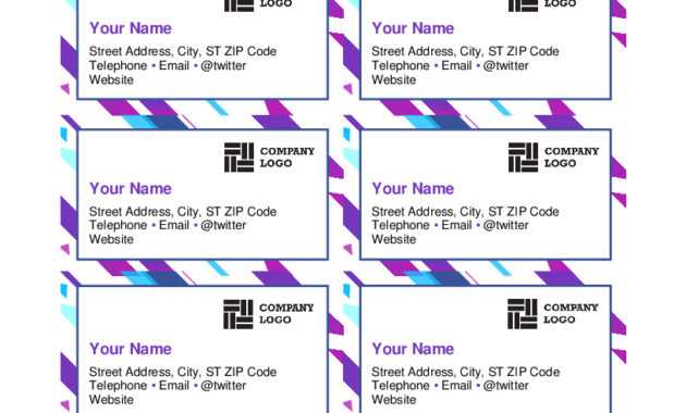 Purple Graphic Business Cards within Ms Word Business Card Template