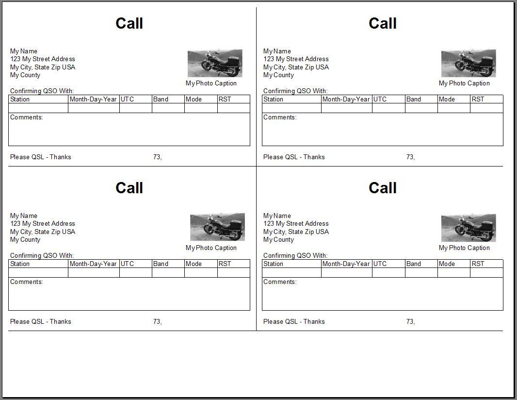 Qsl Cards From Excel Spreadsheet Regarding Qsl Card Template