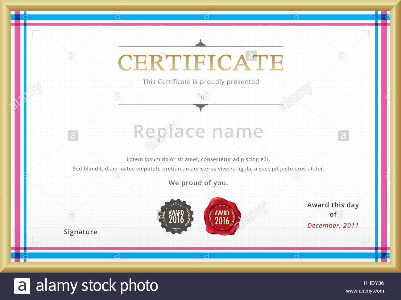 Qualification Certificate Template Stock Photos Pertaining To Qualification Certificate Template