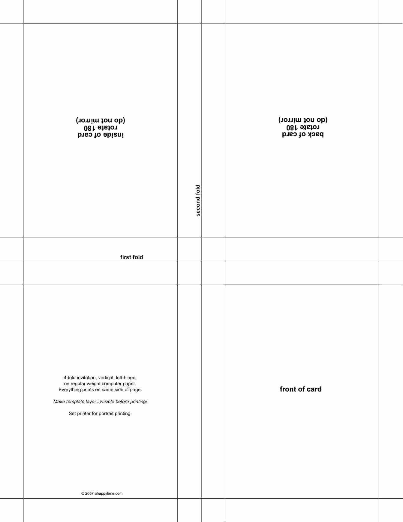 Quarter Fold Card Template Word With Half Fold Card Template