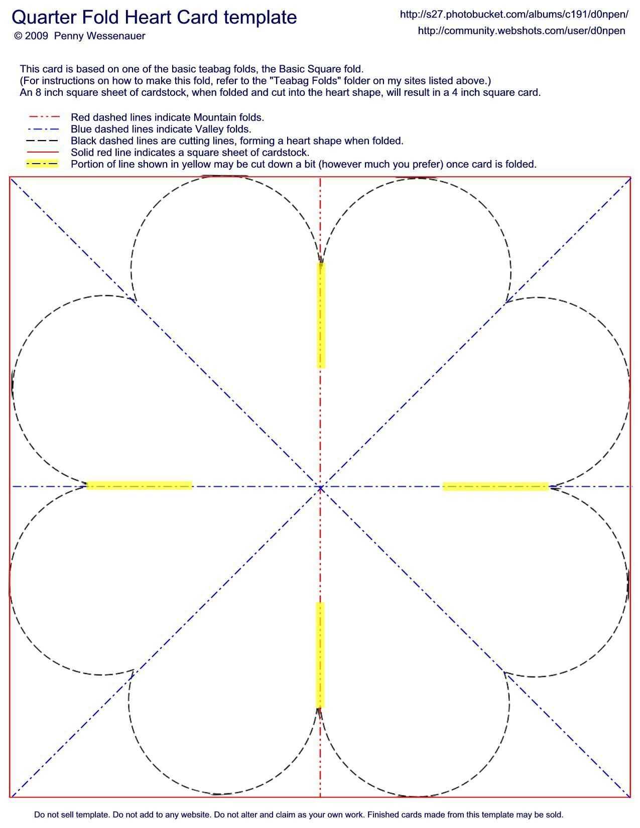 Quarter Fold Heart Card Template | Valentines | Heart Cards Intended For Quarter Fold Card Template