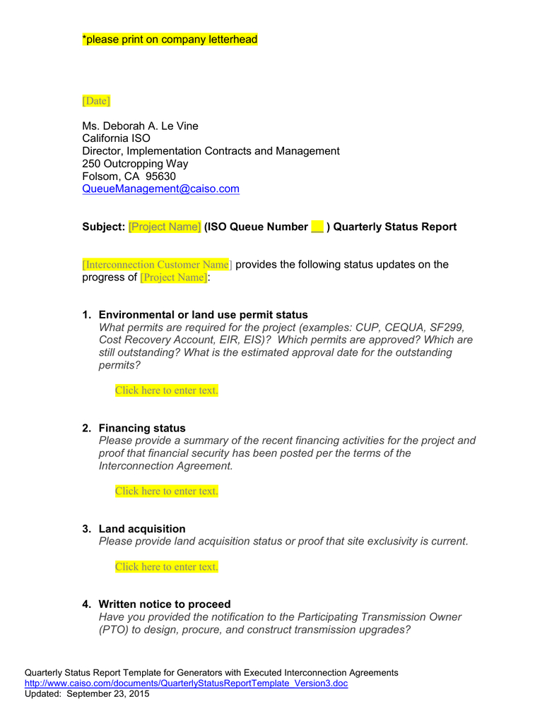 Queue Management Quarterly Status Report Template Within Implementation Report Template