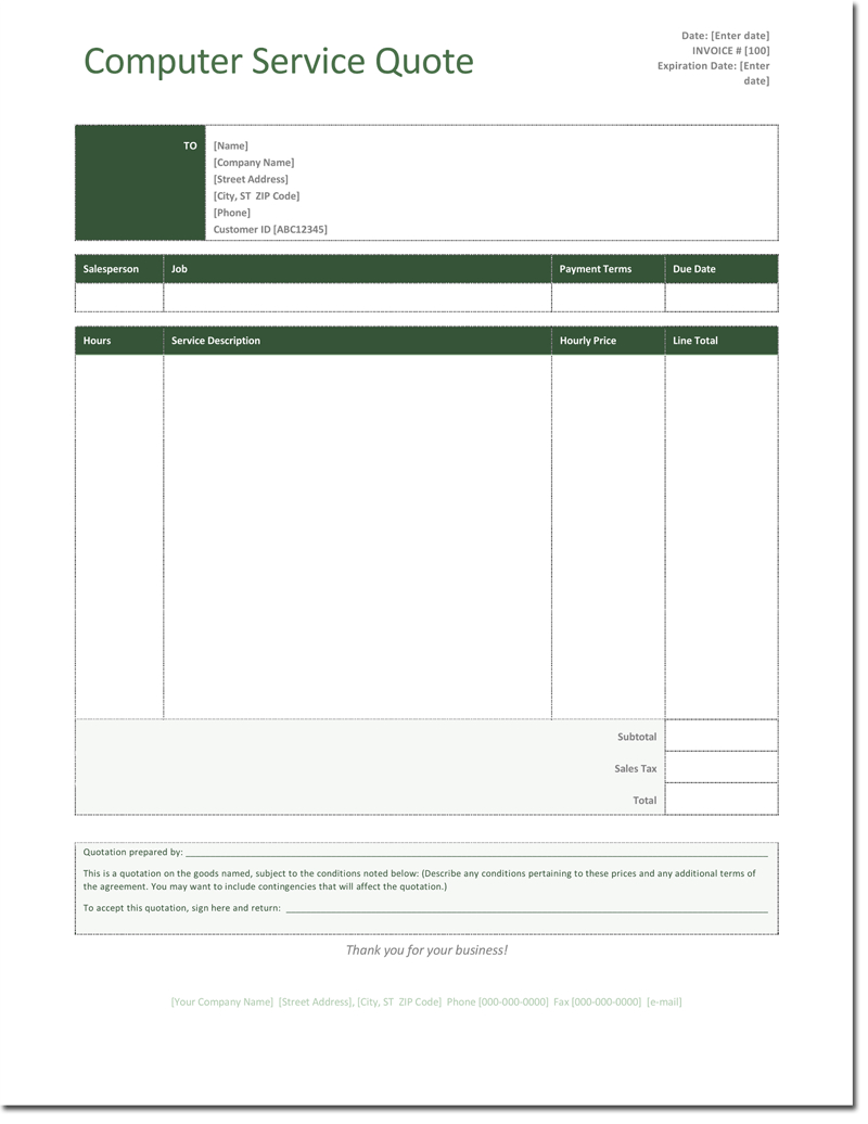 Quotation Templates – Download Free Quotes For Word, Excel Throughout Work Estimate Template Word