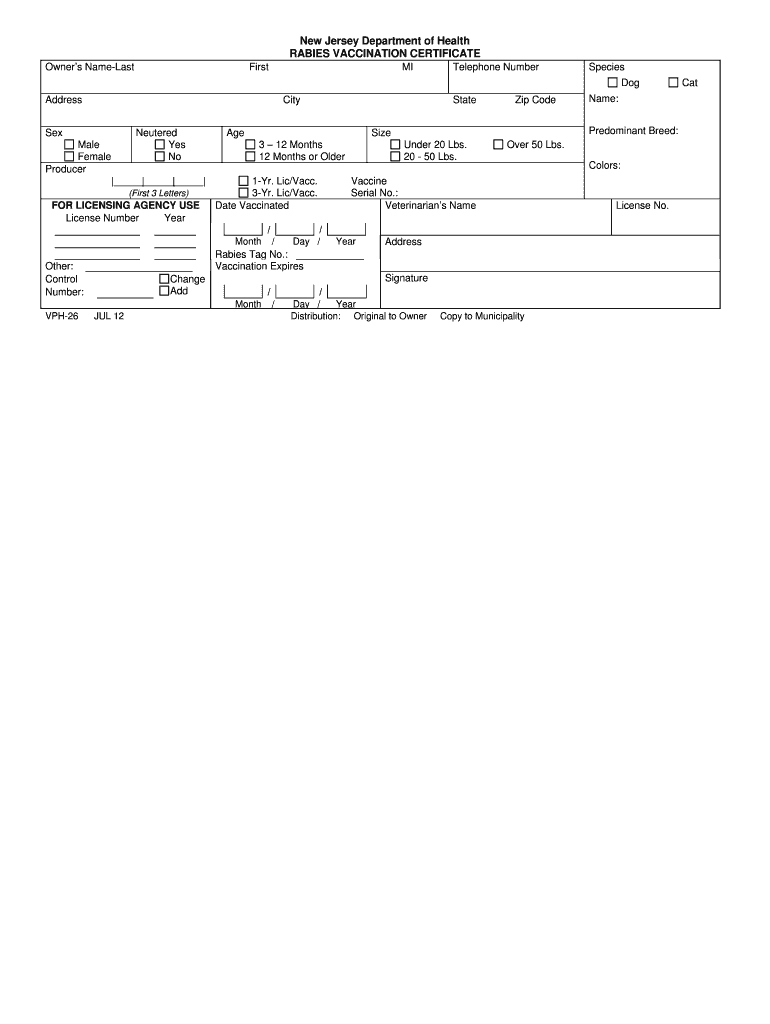 Rabies Vaccination Certificate Form – Fill Online, Printable Within Certificate Of Vaccination Template