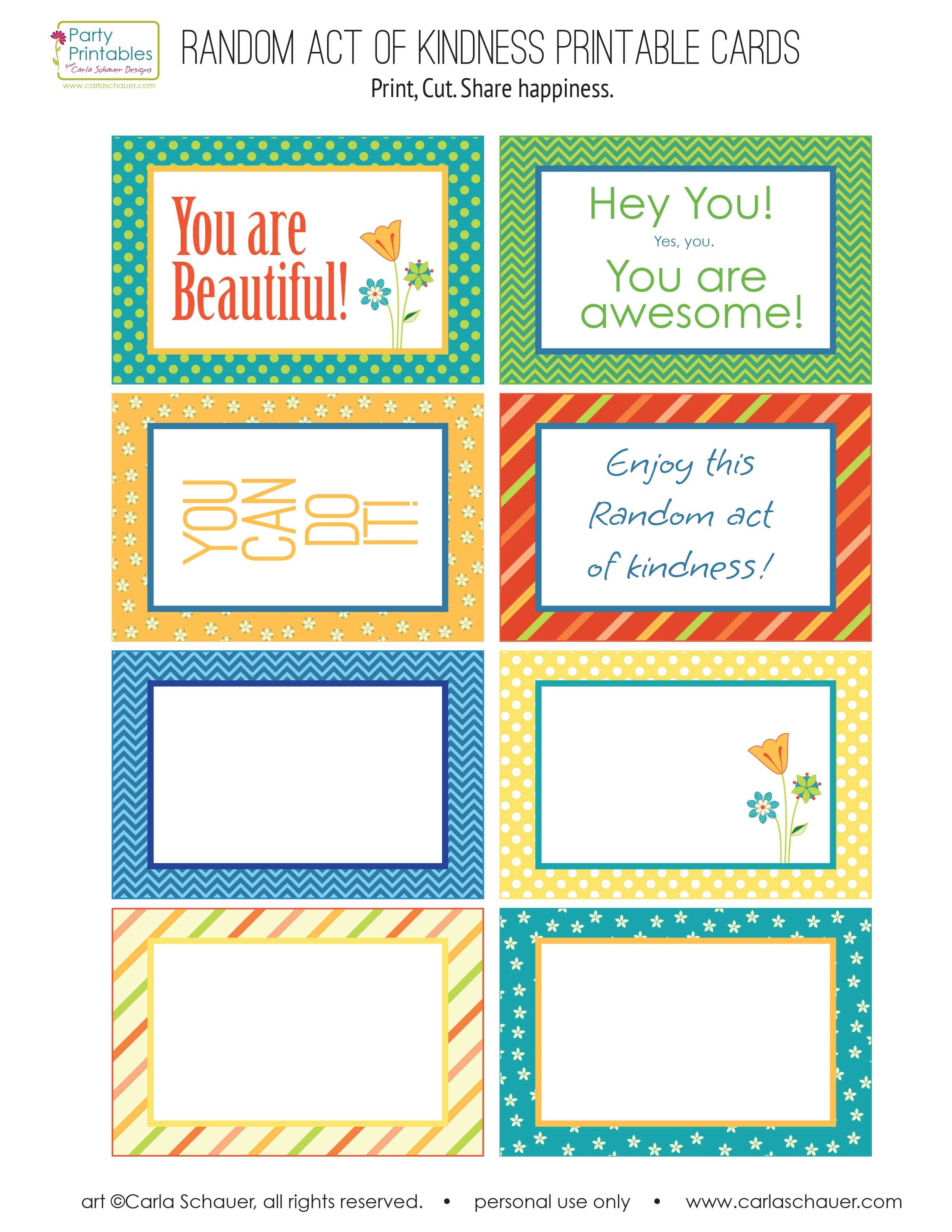 Random Act Of Kindness Free Printables | Carla Schauer Designs Intended For Random Acts Of Kindness Cards Templates
