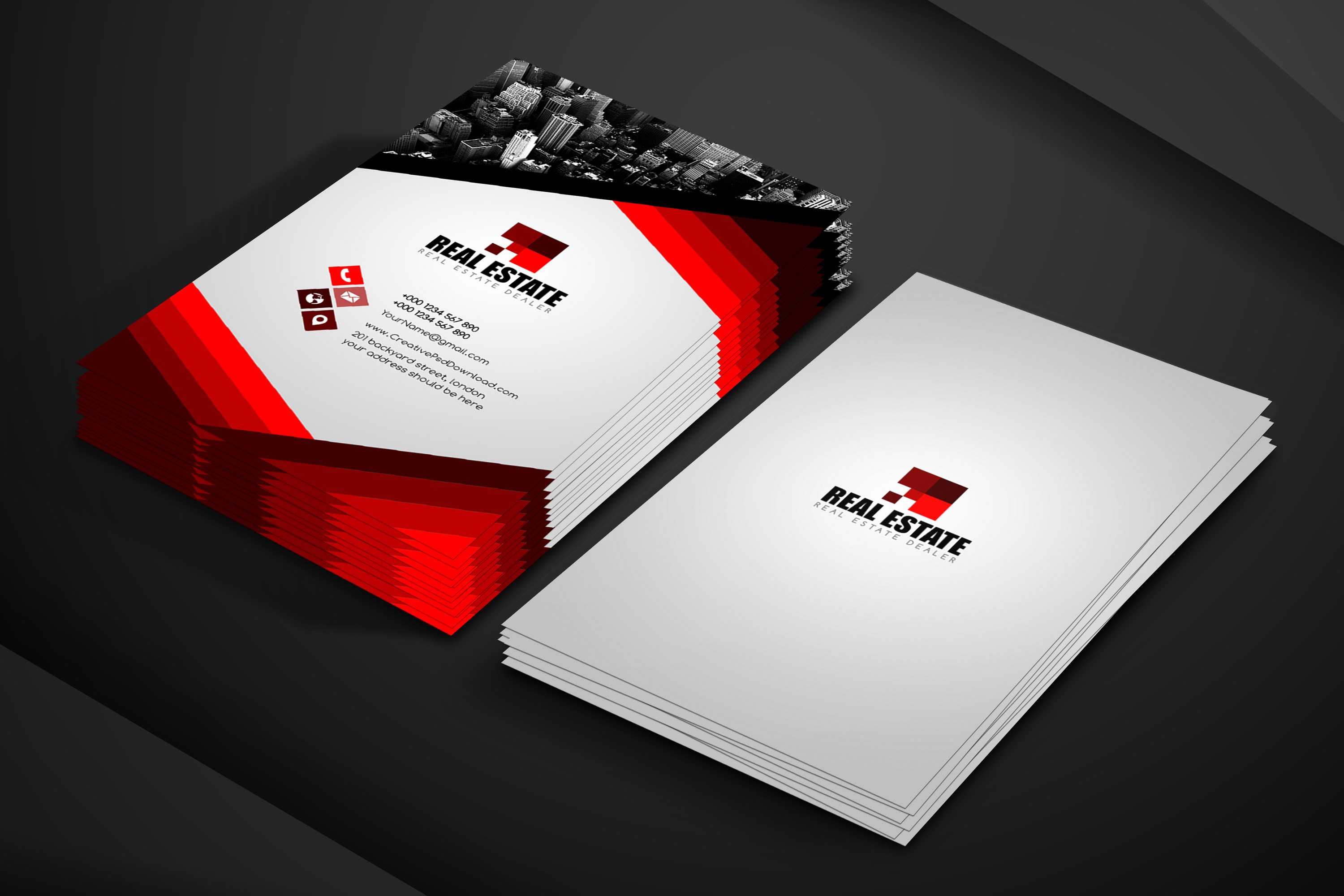 Real Estate Business Card Free Psd Template In Real Estate Business Cards Templates Free