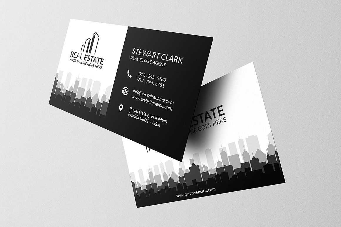 Real Estate Business Card Template #full#bleed#print#ready Within Real Estate Agent Business Card Template