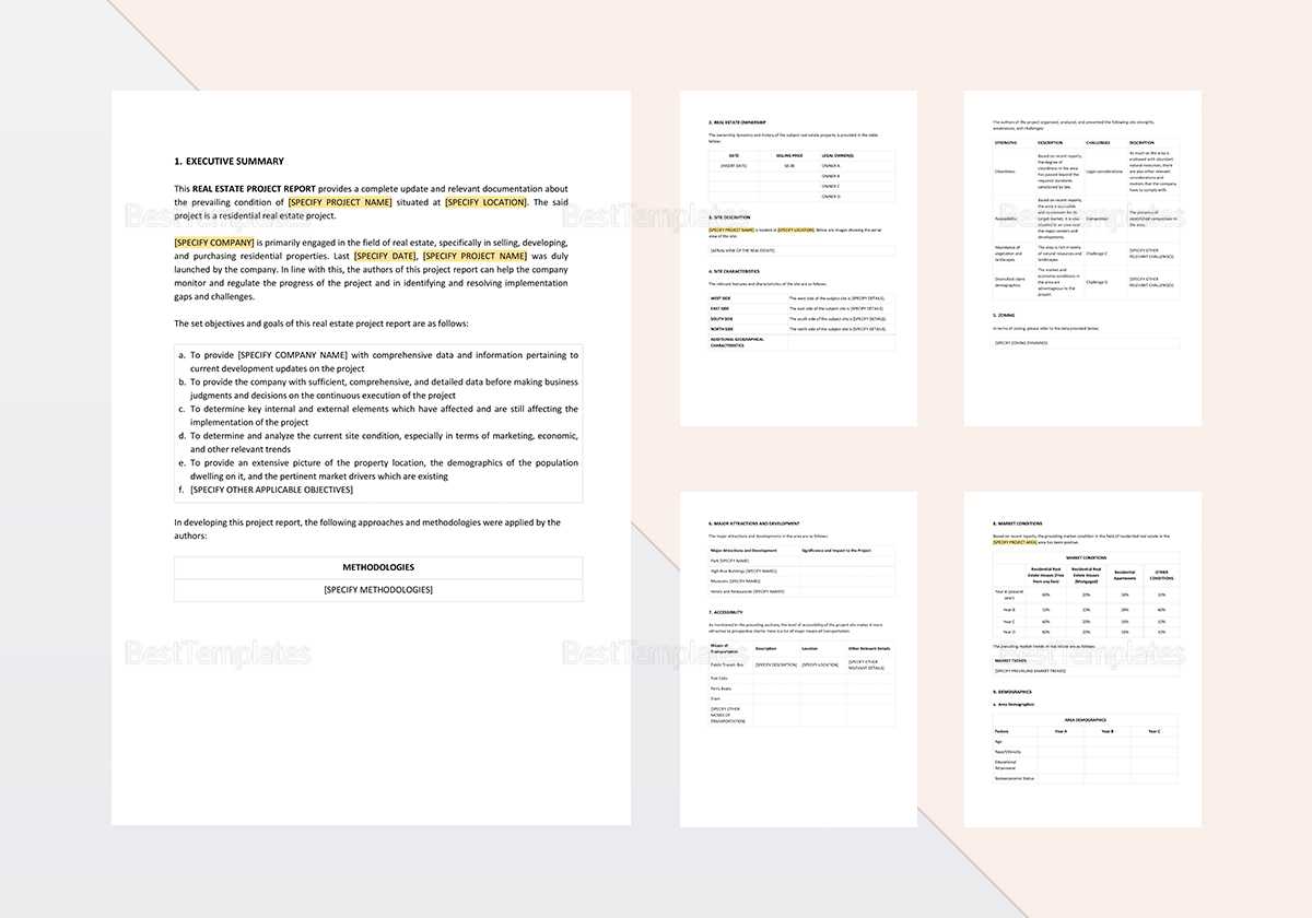 Real Estate Project Report Template In Real Estate Report Template