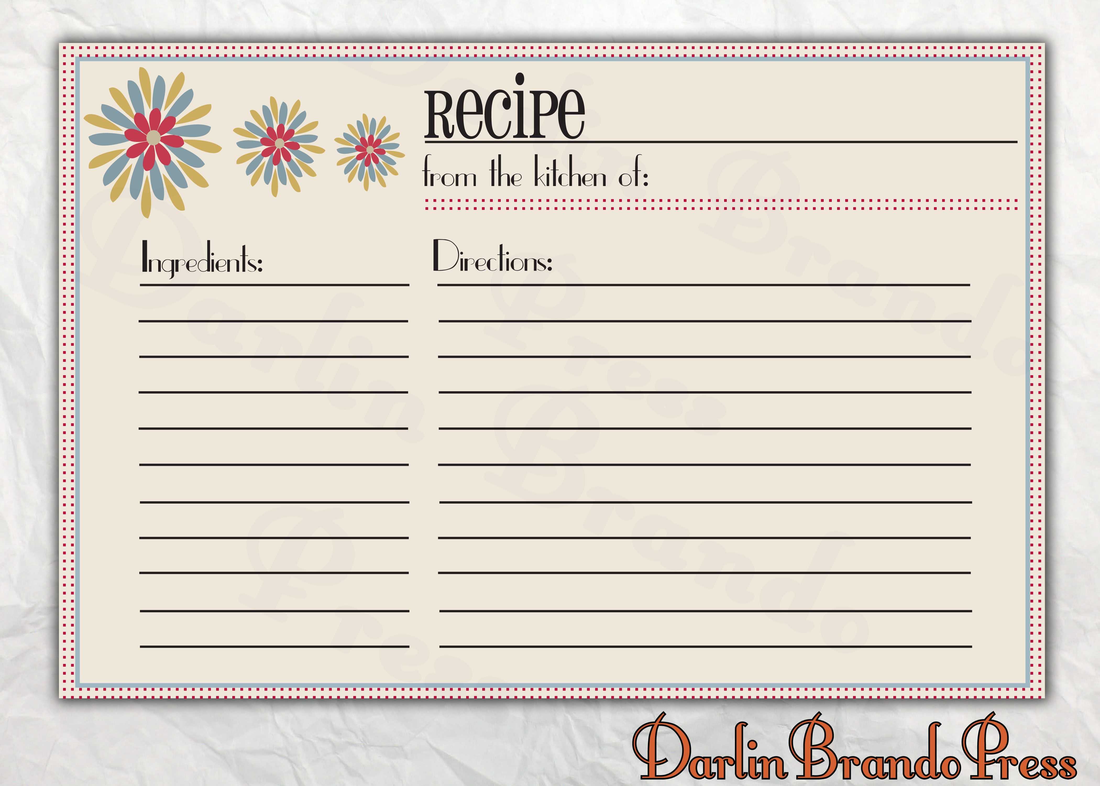Recipes Card Templates Word | Cooking/baking | Printable With Free Recipe Card Templates For Microsoft Word
