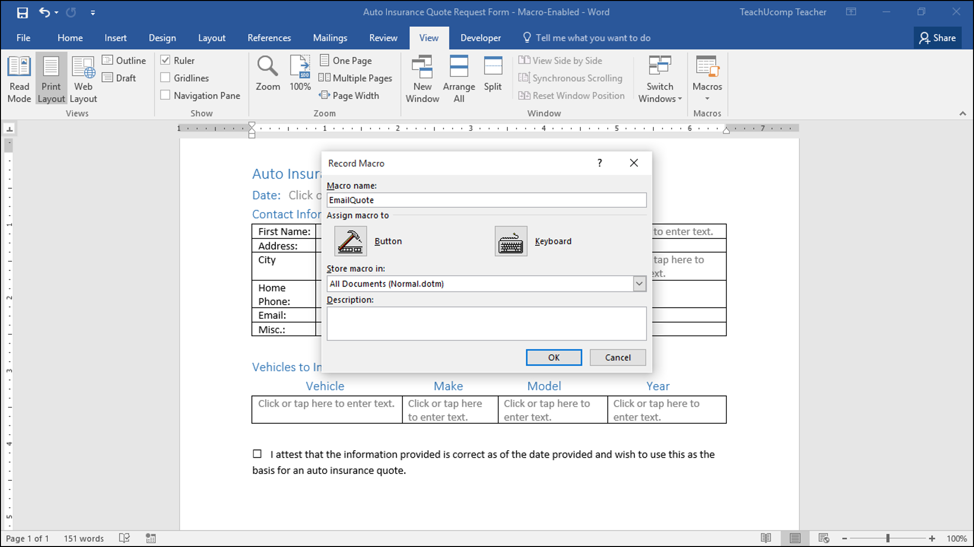 Record A Macro In Word – Instructions And Video Lesson With Regard To Word Macro Enabled Template