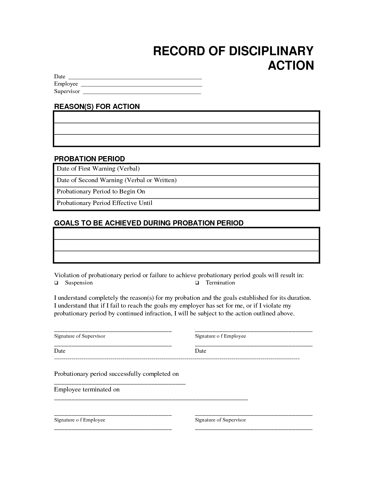 Record Disciplinary Action Free Office Form Template Inside Word Employee Suggestion Form Template