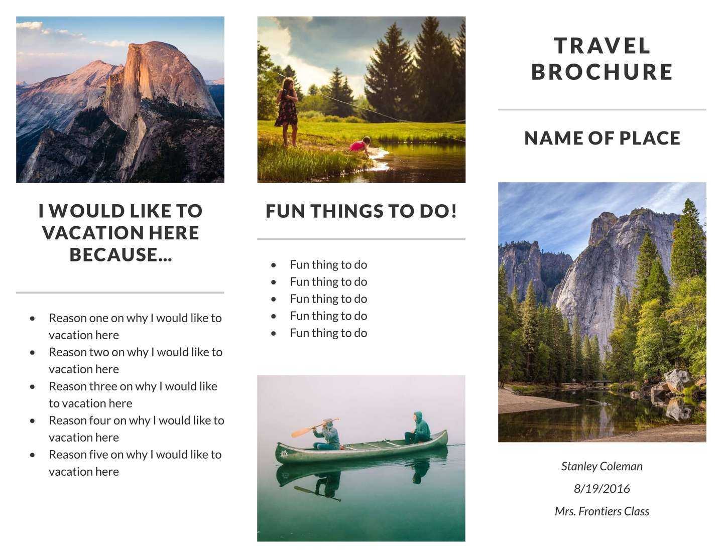 Recreation Travel Brochure Template | Lucidpress Throughout Travel Brochure Template For Students