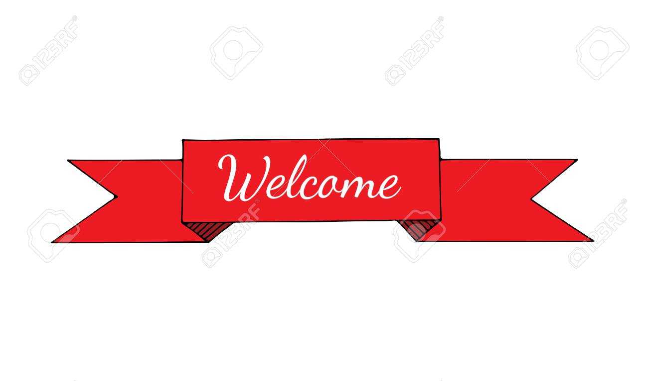 Red Ribbon With Welcome Text. Art Element For Page Design, Magazine,.. Regarding Welcome Banner Template