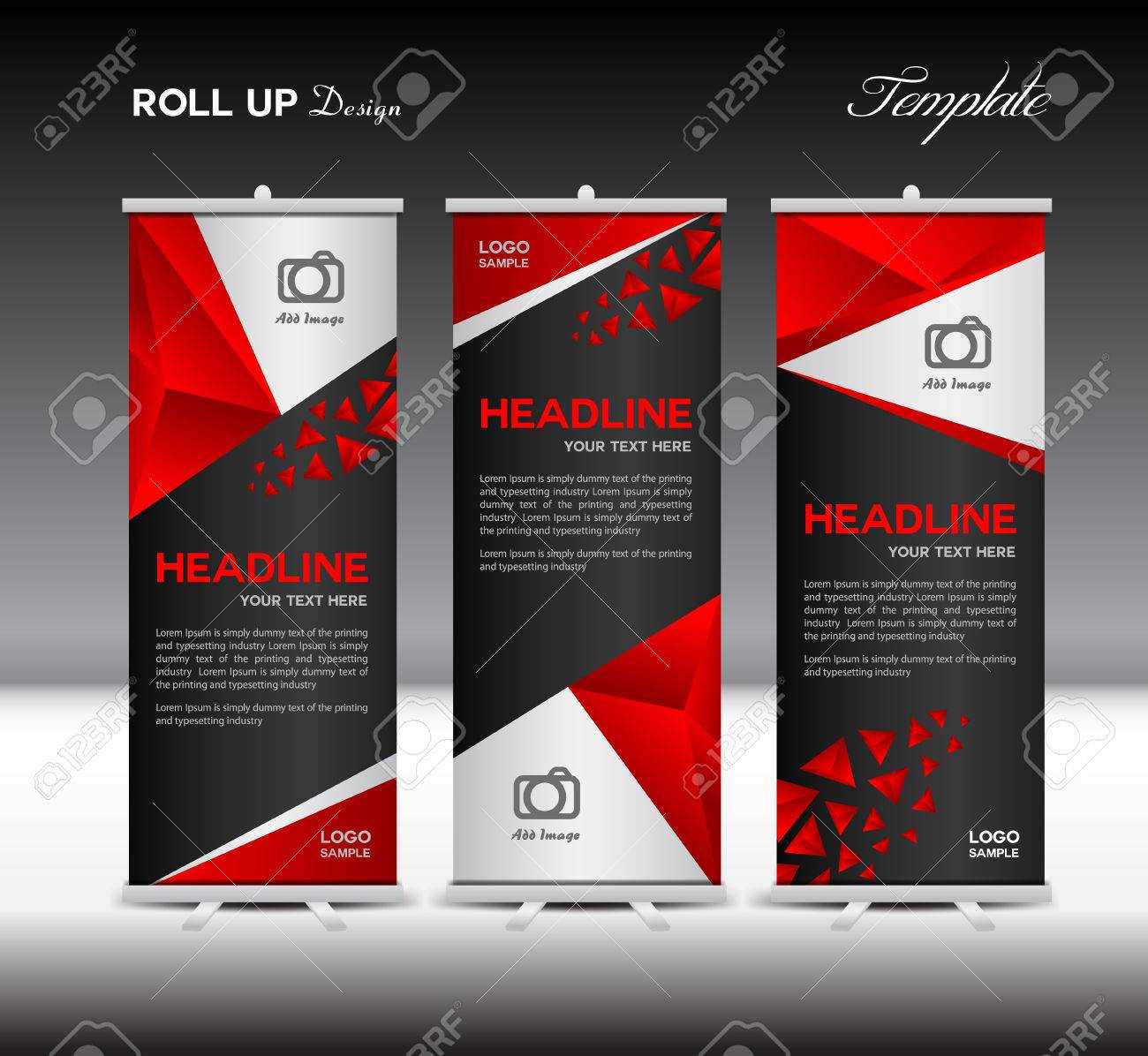 Red Roll Up Banner Template Vector Illustration,banner Design,.. Within Pop Up Banner Design Template