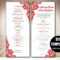 Red Wedding Program Template, Instant Download Microsoft With Free Printable Wedding Program Templates Word