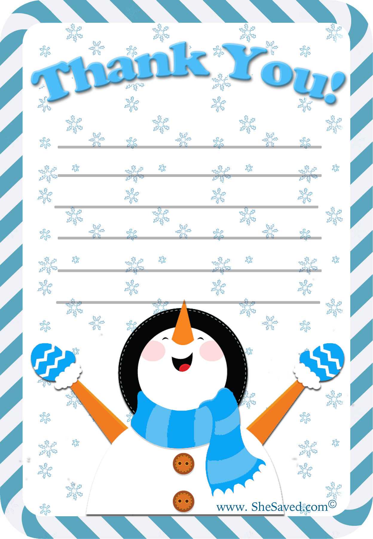 Relatively Snowflake Thank You Cards @su79 Throughout Christmas Thank You Card Templates Free