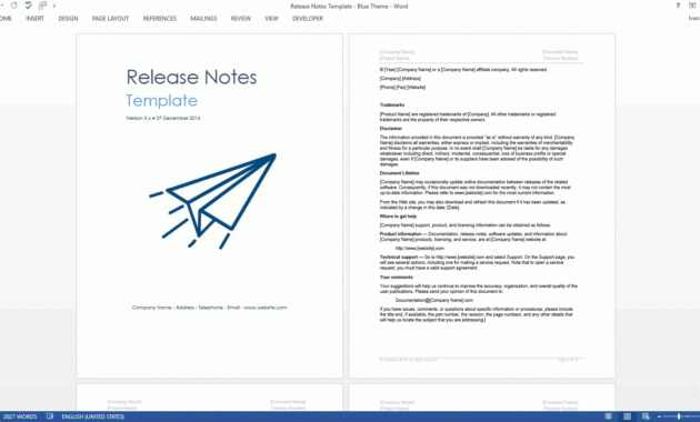 Release Notes Templates within Software Release Notes Template Word