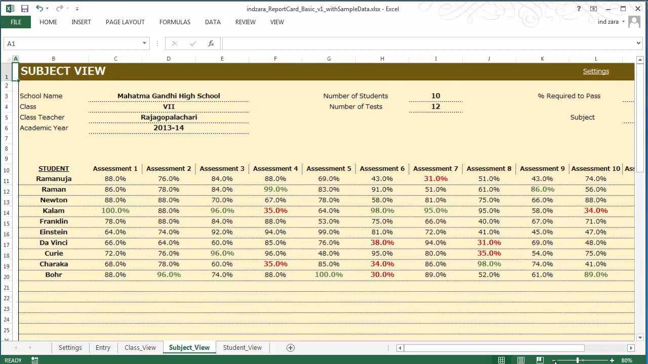 Report Card (Basic) – Excel Template Pertaining To Student Information Card Template