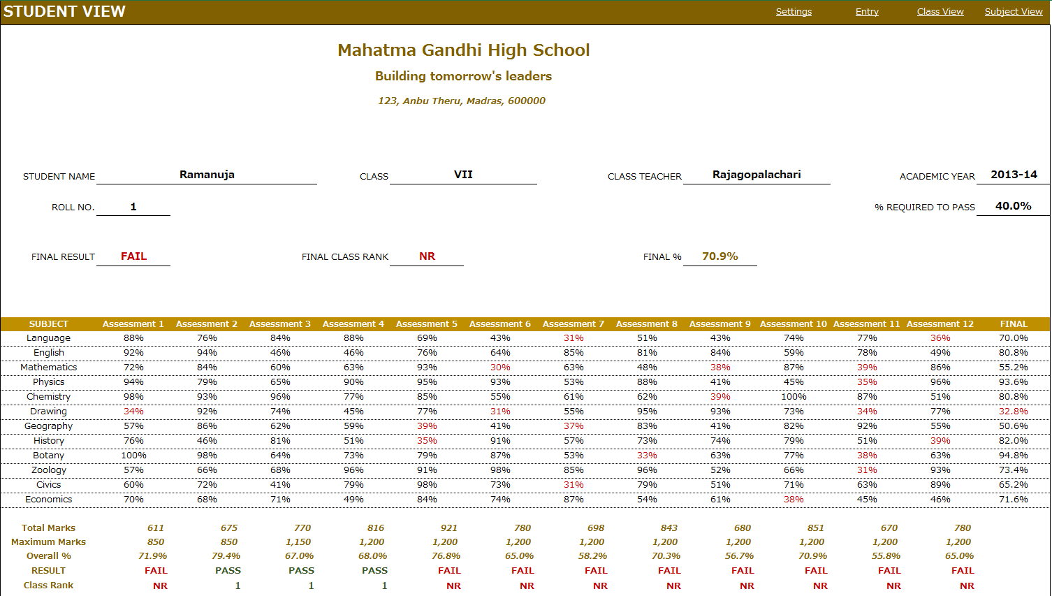 Report Card – Basic (Free Excel Template) Intended For Report Card Format Template