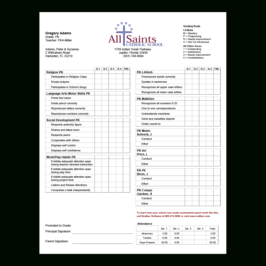 Report Card Software – Grade Management | Rediker Software With Regard To High School Student Report Card Template