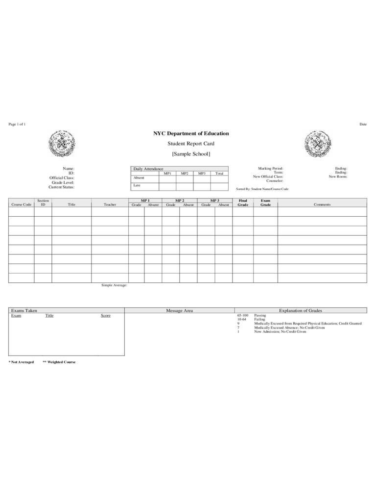 Report Card Template – 3 Free Templates In Pdf, Word, Excel Intended For Report Card Template Pdf