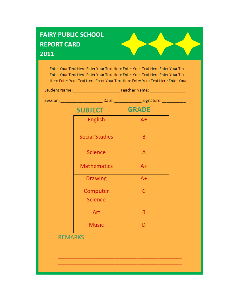 Report Card Template Pertaining To Report Card Format Template