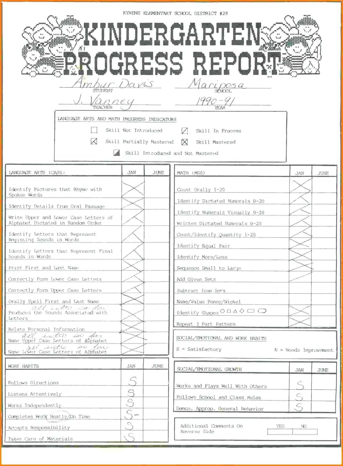 Report Cards Template – Verypage.co In Kindergarten Report Card Template