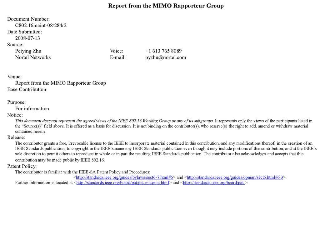 Report From The Mimo Rapporteur Group – Ppt Download In Rapporteur Report Template