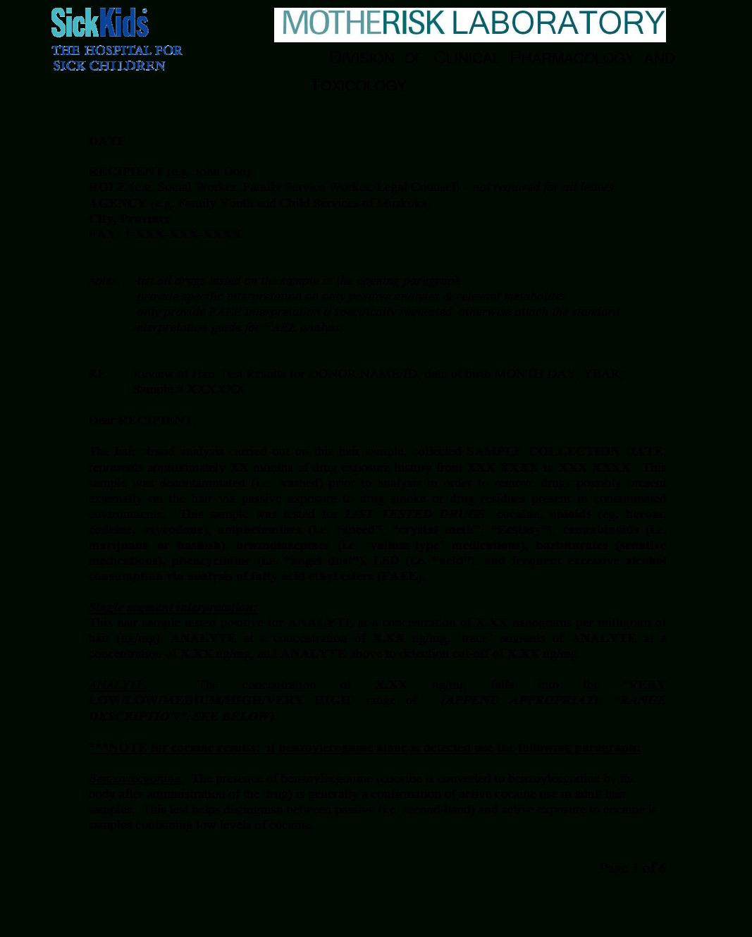 Report Of The Motherisk Hair Analysis Independent Review With Regard To Medical Legal Report Template