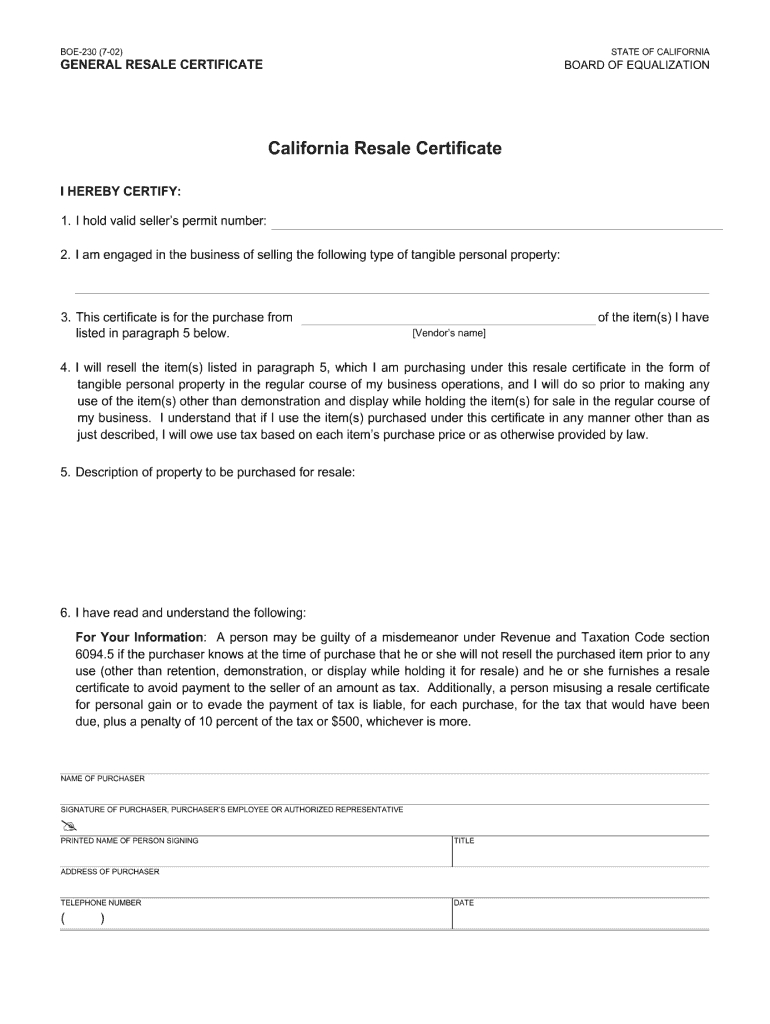 Resale Certificate – Fill Online, Printable, Fillable, Blank With Regard To Resale Certificate Request Letter Template