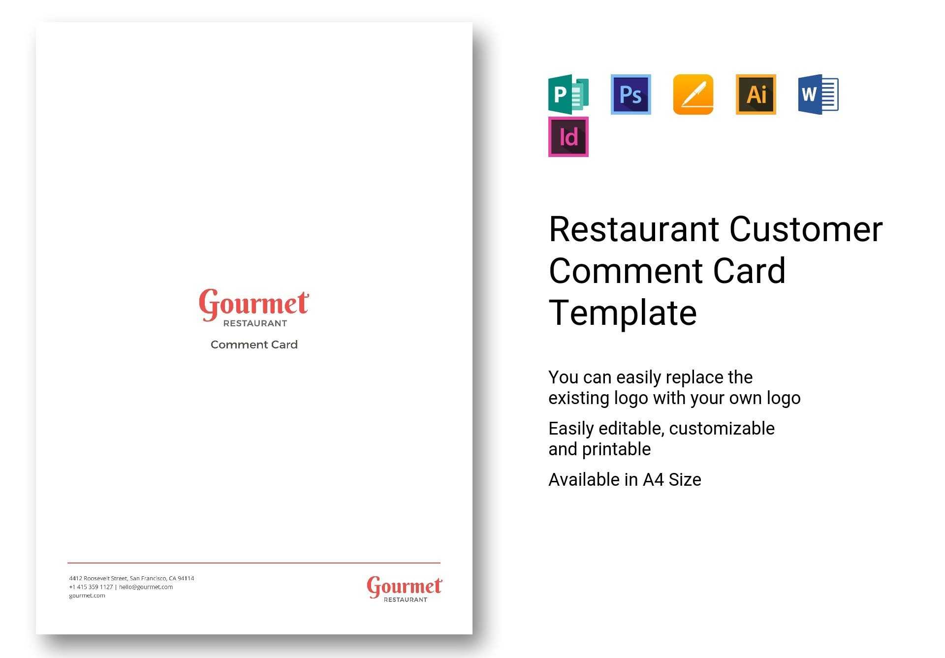 Restaurant Customer Comment Card Template In Psd, Word Throughout Restaurant Comment Card Template