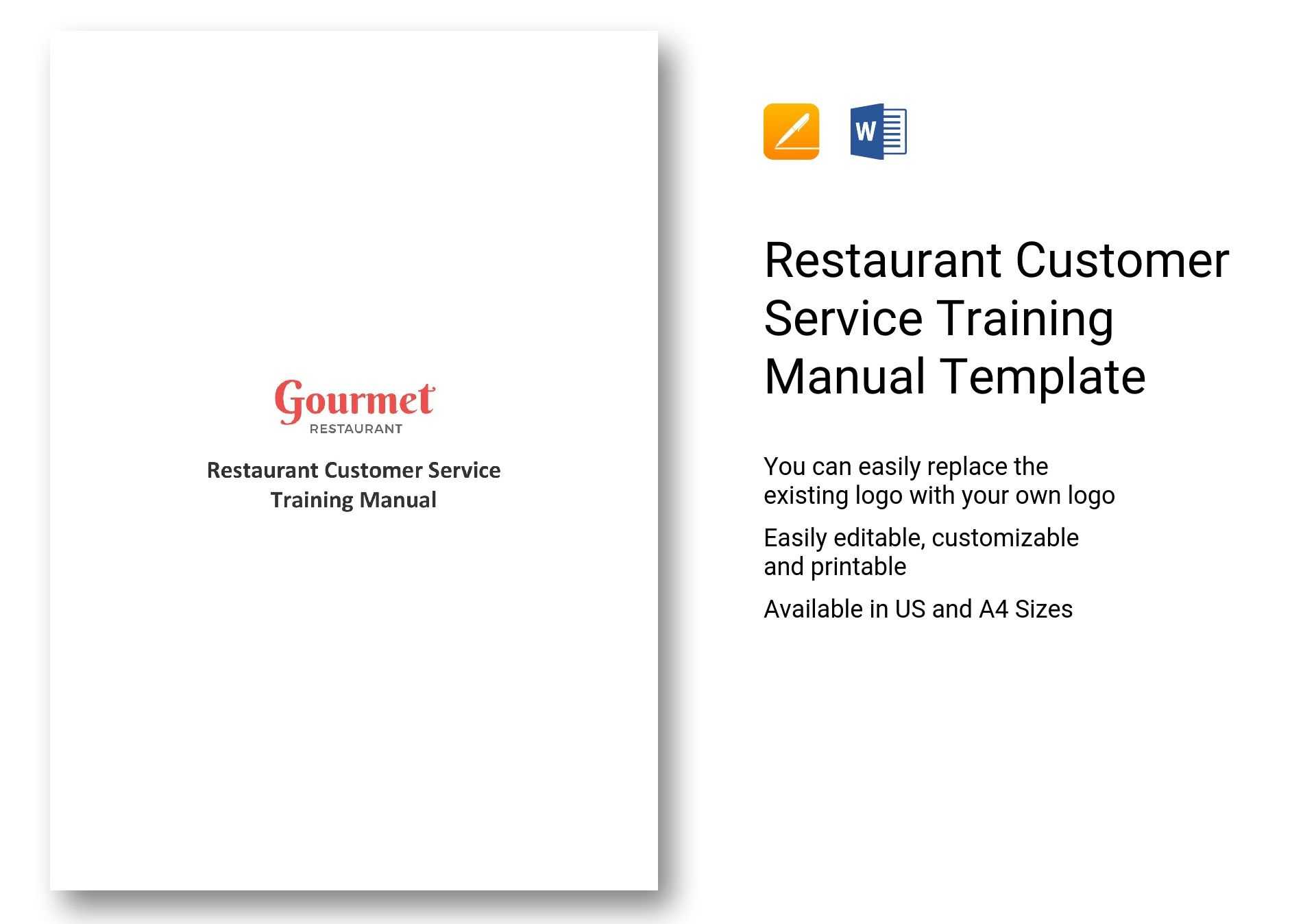 Restaurant Customer Service Training Manual Template In Word Pertaining To Training Documentation Template Word
