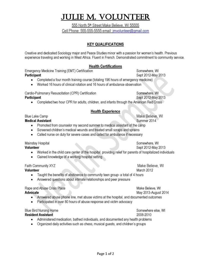 Resume Sample: Volunteer Resume Template New Sample Student Pertaining To Community Service Template Word