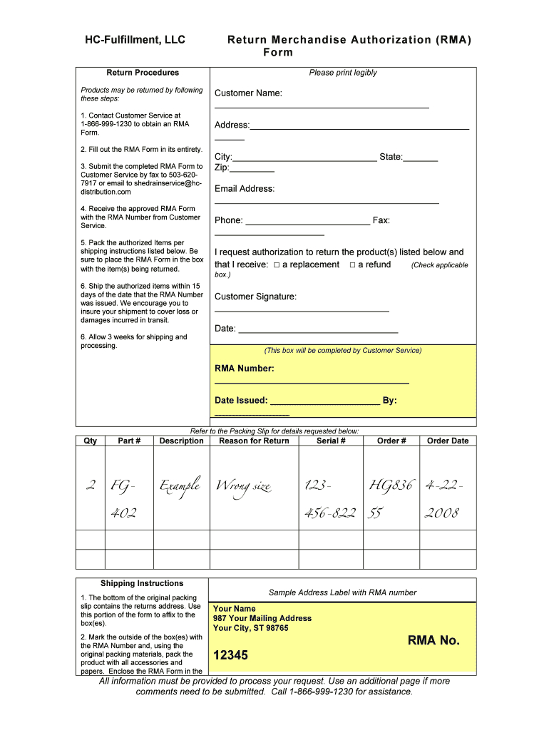Rma Form Template – Fill Online, Printable, Fillable, Blank With Regard To Rma Report Template