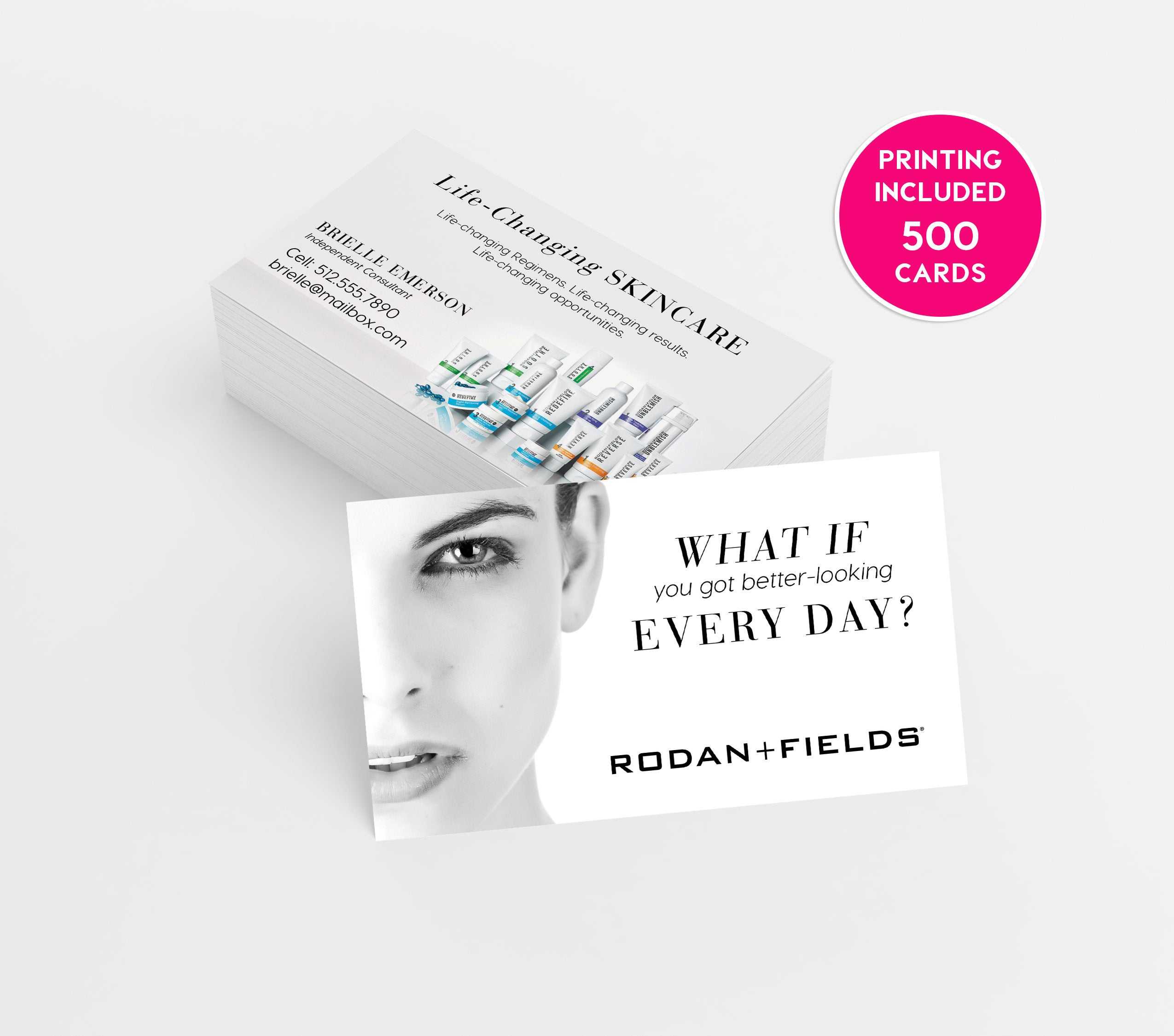 Rodan & Fields Consultant 500 Business Cards Printed Business Card Template  Personalized Calling Card Skincare R+F Mini Facial Product Cards In Rodan And Fields Business Card Template