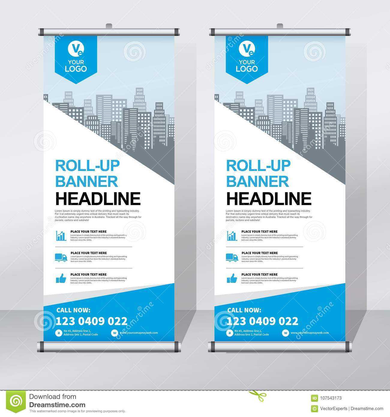 Roll Up Banner Design Template, Vertical, Abstract With Pop Up Banner Design Template