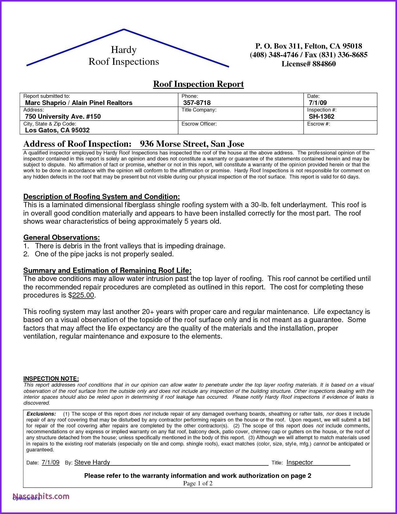 Roof Inspection Letter Template Samples | Letter Template With Roof Inspection Report Template