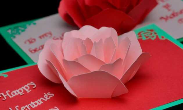 Rose Flower Pop Up Card Template | Paper/fabric Flowers throughout Diy Pop Up Cards Templates