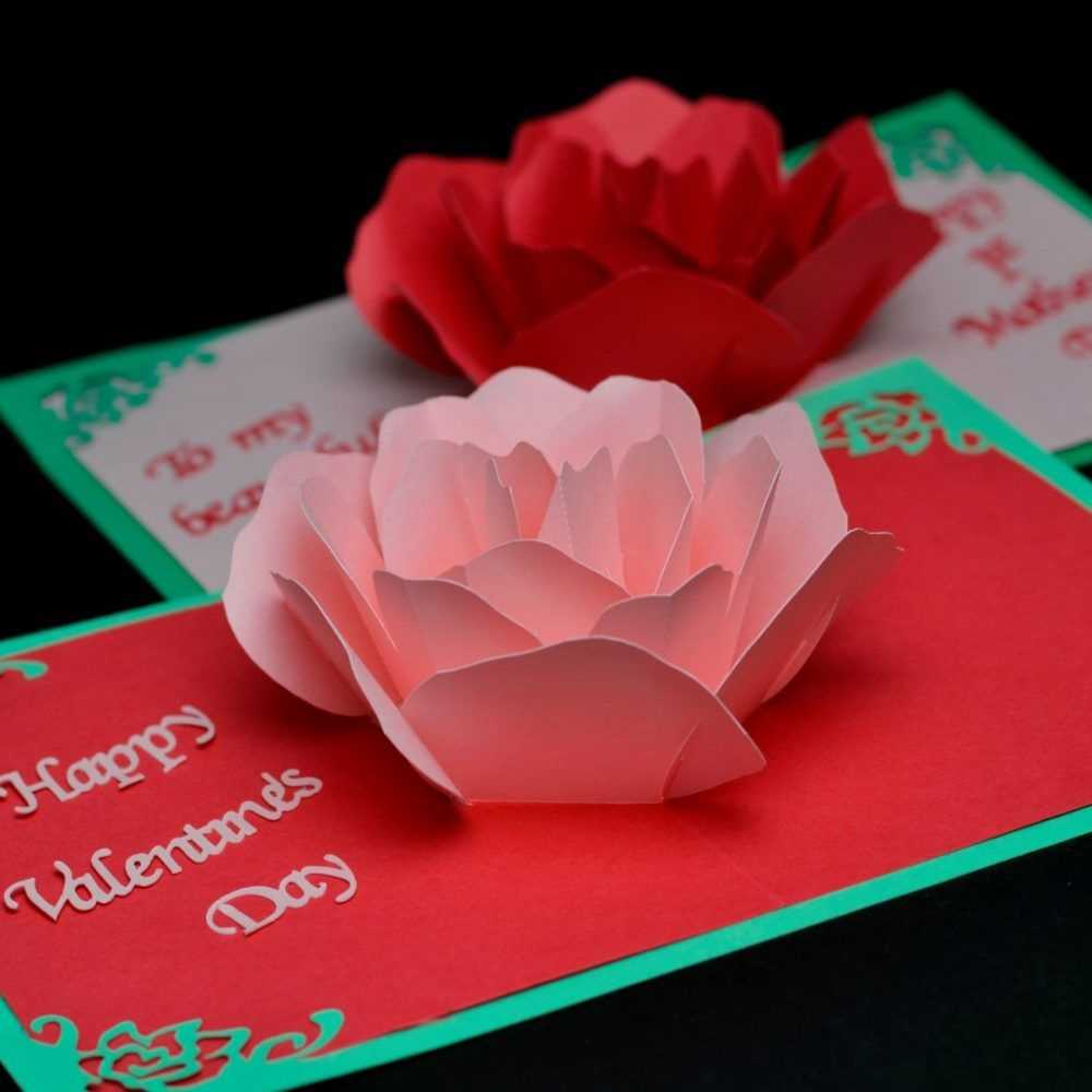 Rose Flower Pop Up Card Template | Paper/fabric Flowers Throughout Diy Pop Up Cards Templates