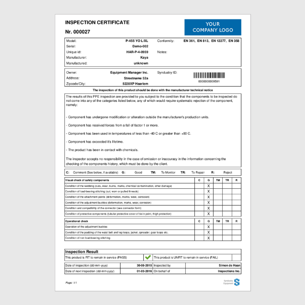 Safe Time Inspecting Equipment – Health And Safety International Intended For Certificate Of Inspection Template