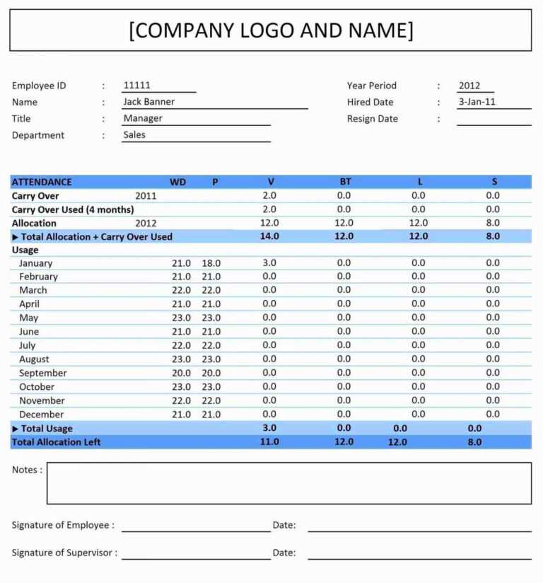 Stock Report Template Excel