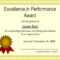 Sample Certificate Of Recognition For Outstanding Students Intended For Best Performance Certificate Template