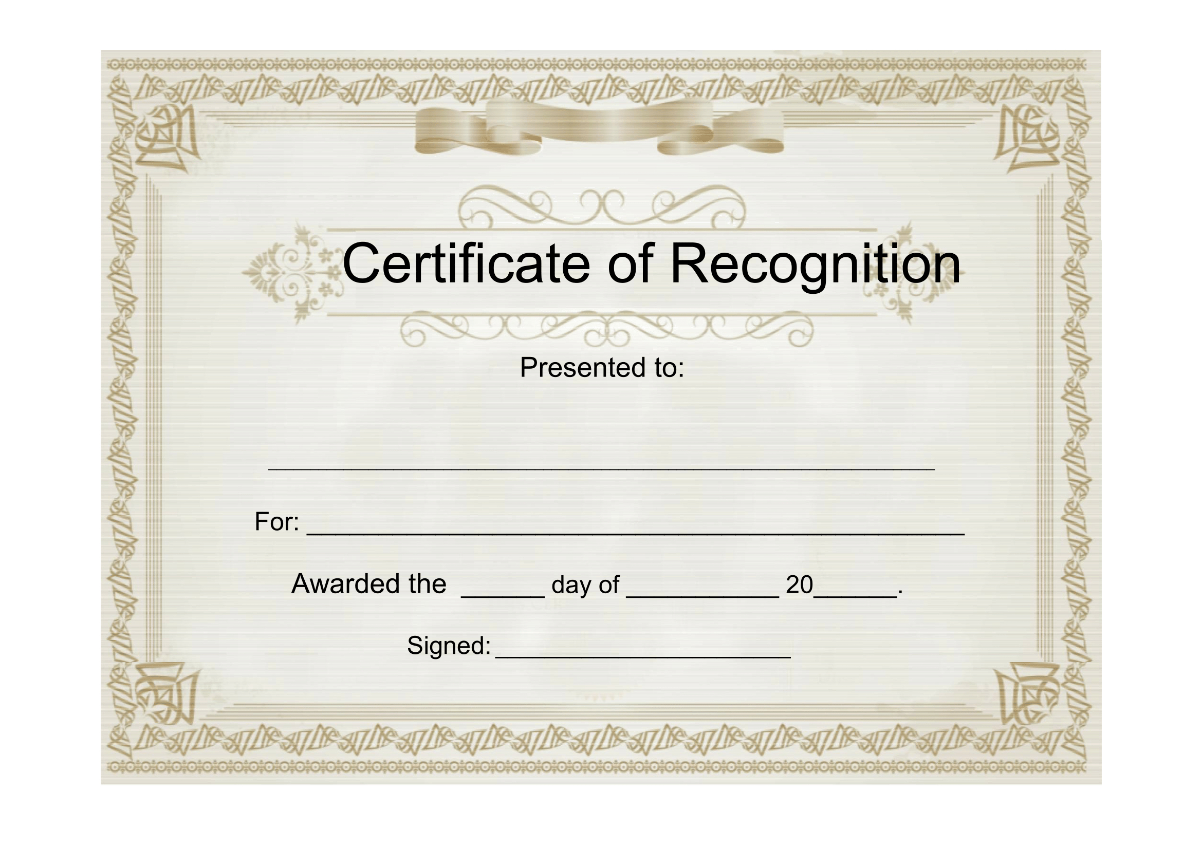 Sample Certificate Of Recognition – Free Download Template Within Free Template For Certificate Of Recognition