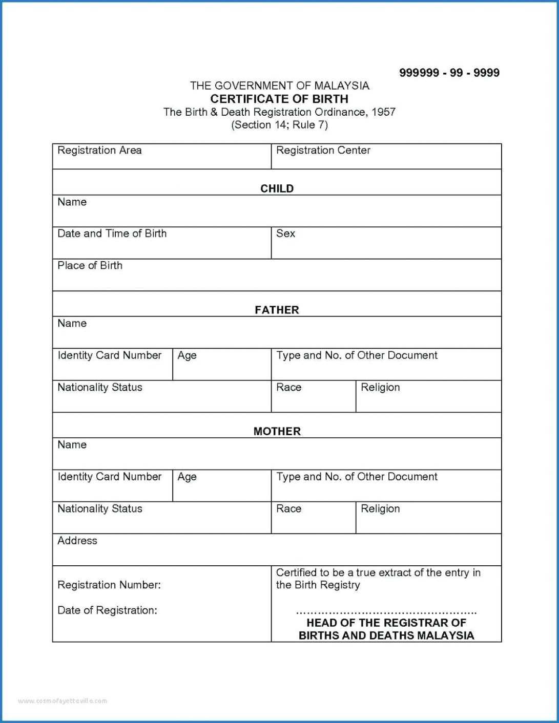 Sample Of Birth Certificate In Malaysia Best Translation With Regard To Birth Certificate Translation Template