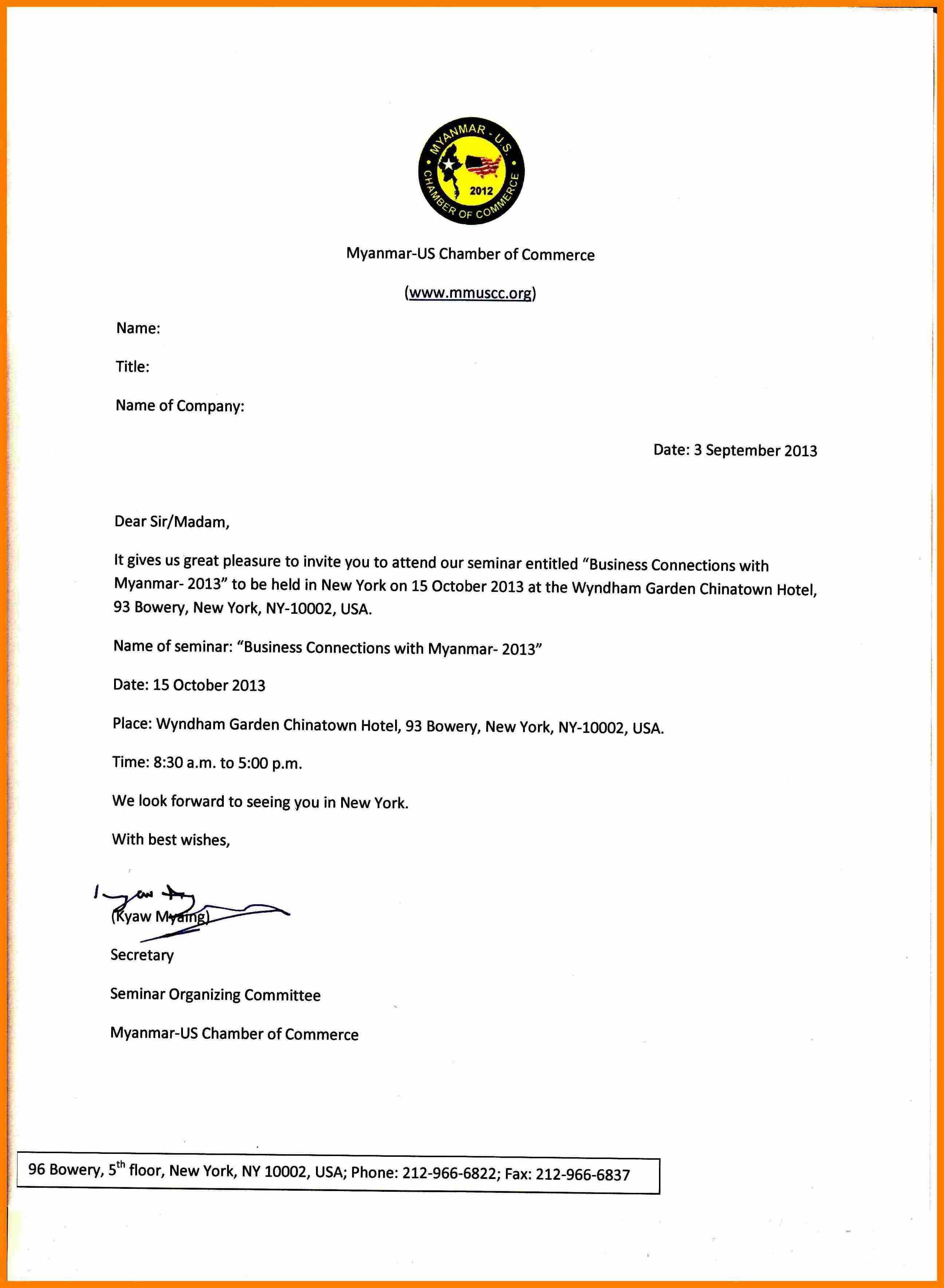 Sample Of Formal Invitation Letter For A Seminar Inside Seminar Invitation Card Template