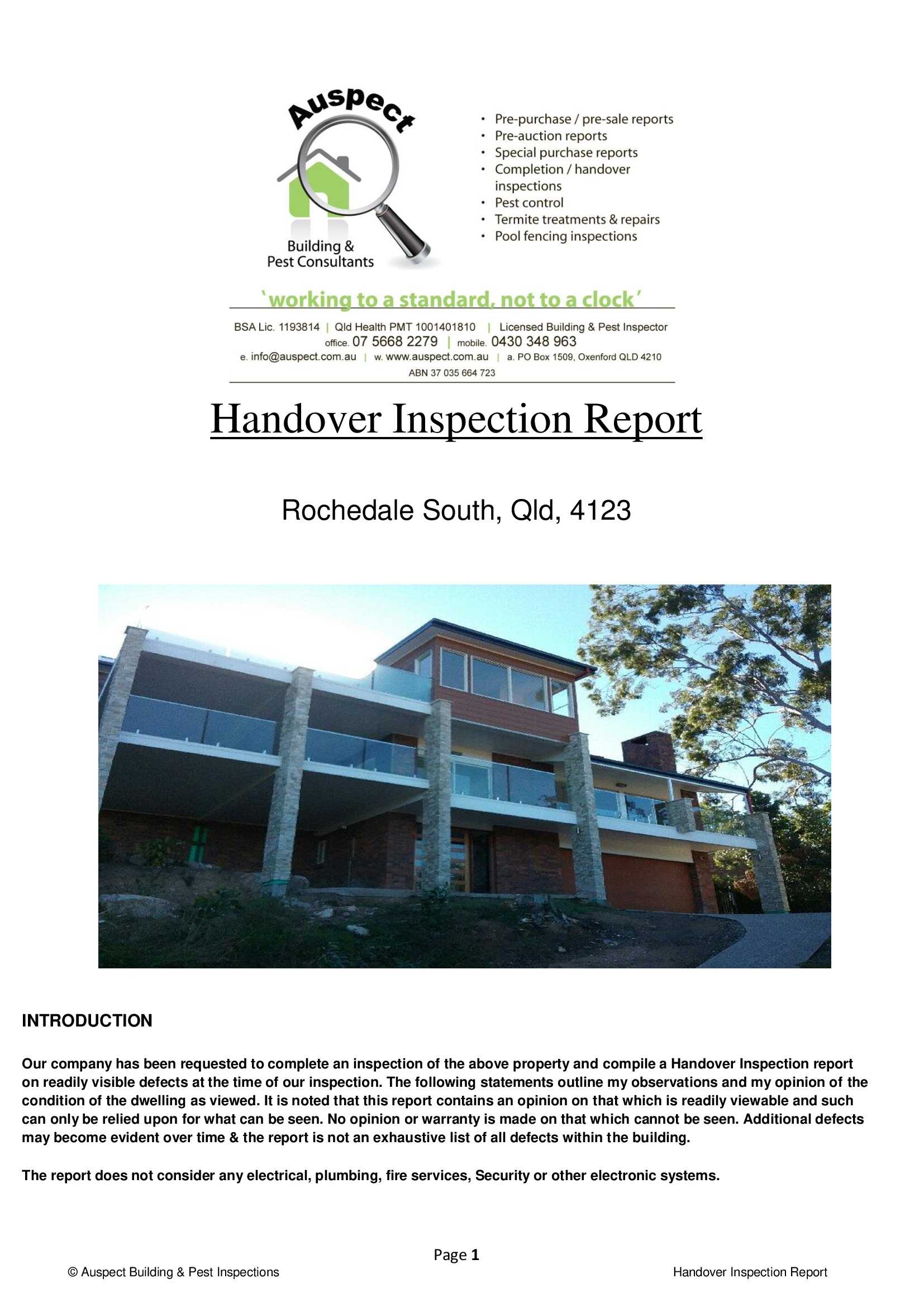 Sample Reports · Auspect Home Inspections With Regard To Pre Purchase Building Inspection Report Template