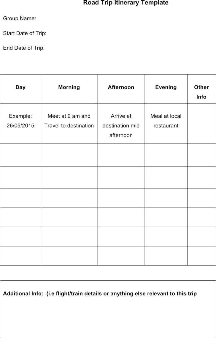 Sample Vacation Itinerary Template – Wovensheet.co Pertaining To Blank Trip Itinerary Template