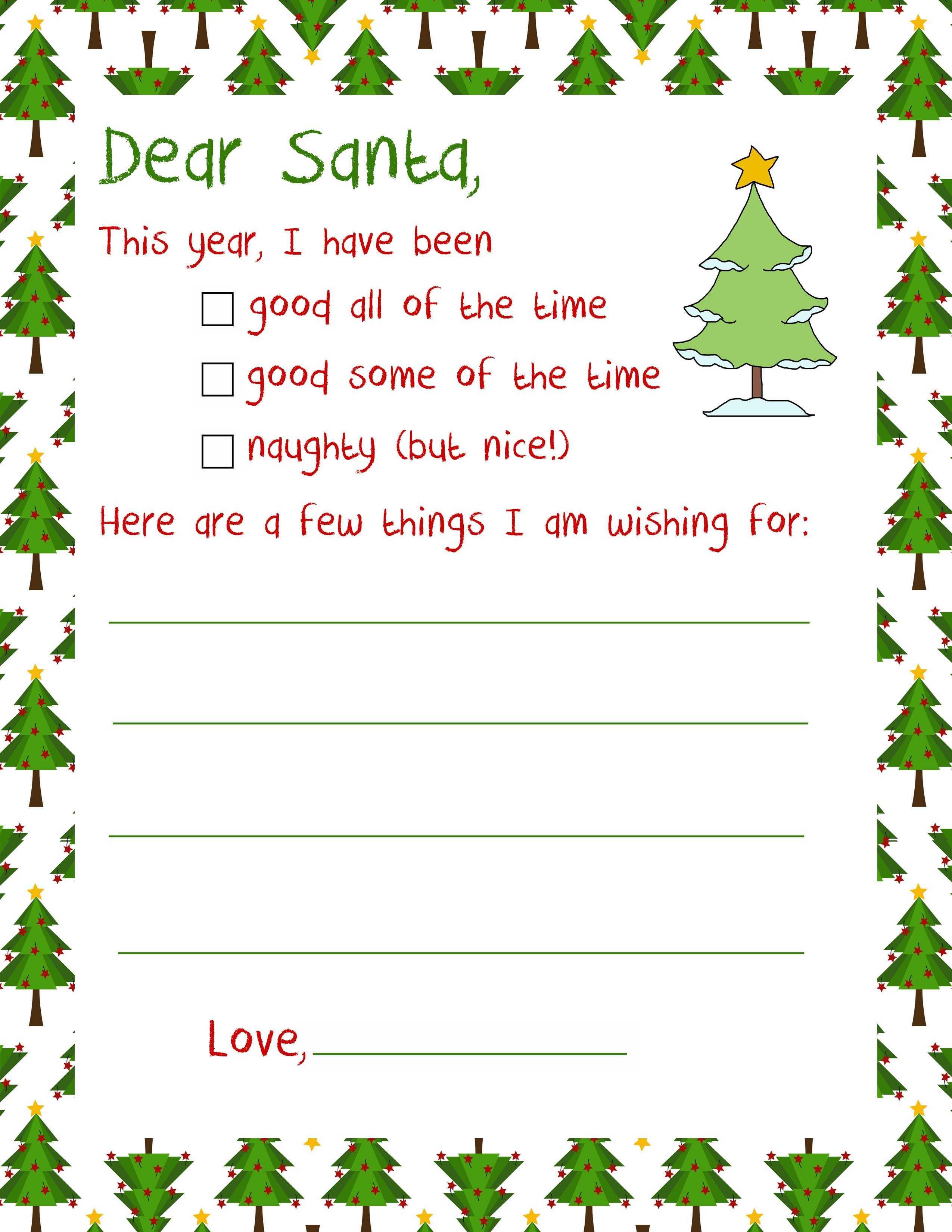 Santa Christmas Letter – Letter To Santa Intended For Santa Letter Template Word